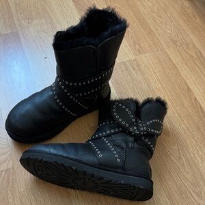 Black UGG leather boots, size USA 8